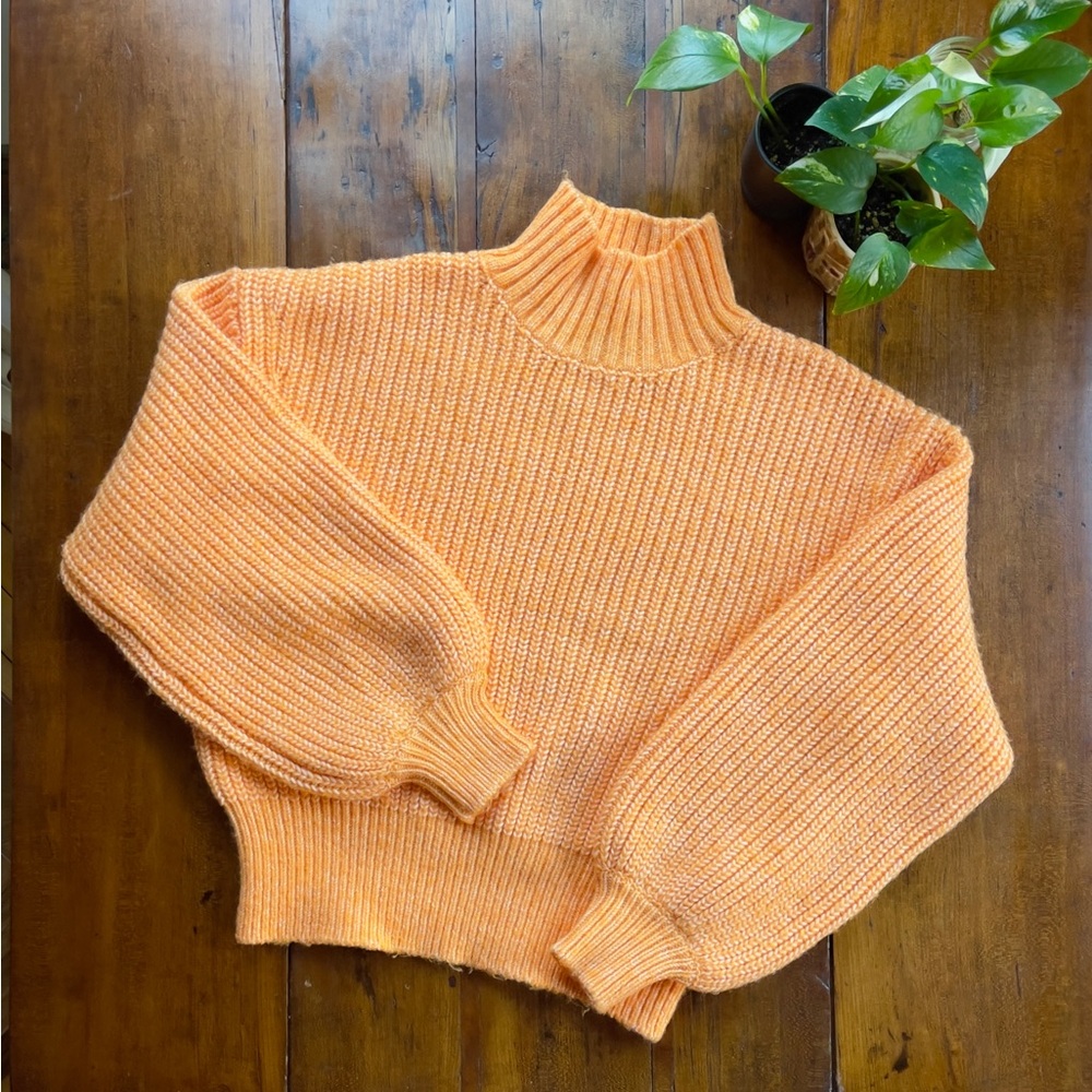 ASOS DESIGN chunky ribbed sweater with high neck in orange